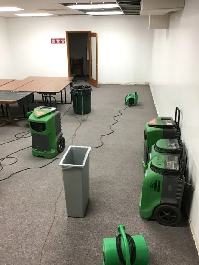 Dehumidifiers drying a room in Enfield, CT